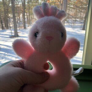 Pink Bunny Fluffy w/holding opening; for babies/toddlers; used; good condition
